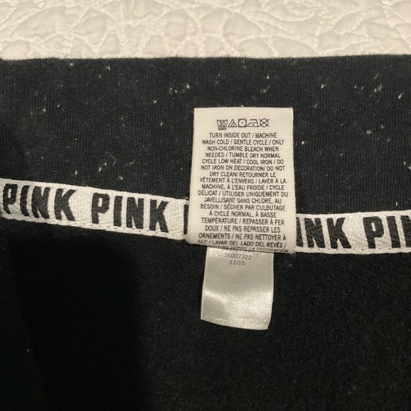Victoria's Secret LOVE PINK 1/4 Zip Black Jacket Sweatshirt Women's Size Small - Picture 7 of 7